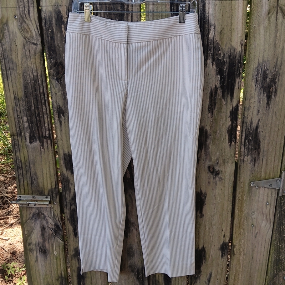 RAFAELLA PETITES Striped Cream Women's Pants 8P